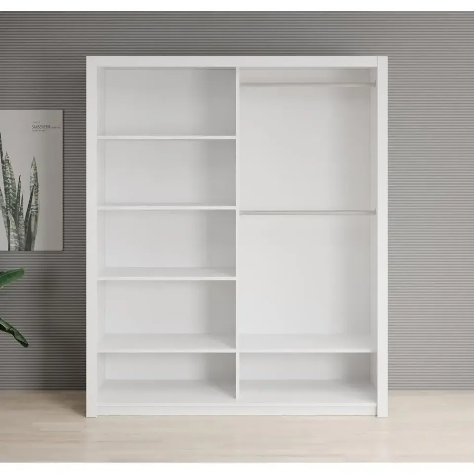 Meubella - Kledingkast Blake - Wit - 180 cm - Met spiegel