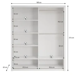 Meubella - Kledingkast Blake - Wit - 180 cm - Met spiegel