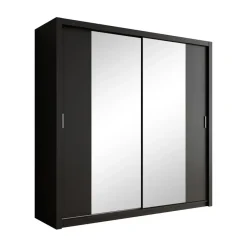 Meubella - Kledingkast Blake - Mat Zwart - 220 cm - Met spiegel Discount