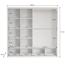Meubella - Kledingkast Blake - Mat Zwart - 220 cm - Met spiegel Discount