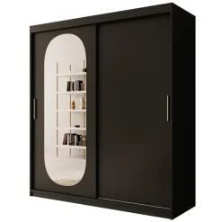 Meubella - Kledingkast Bodhi - Zwart - 180 cm - Met spiegel