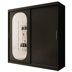 Meubella - Kledingkast Bodhi - Zwart - 200 cm - Met spiegel Clearance