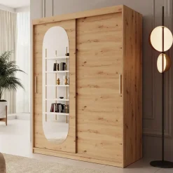 Meubella - Kledingkast Bodhi - Eiken - 150 cm - Met spiegel Best