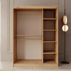 Meubella - Kledingkast Bodhi - Eiken - 150 cm - Met spiegel Best