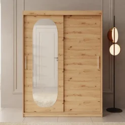 Meubella - Kledingkast Bodhi - Eiken - 150 cm - Met spiegel Best