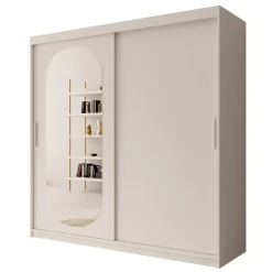 Meubella - Kledingkast Bodhi - Wit - 200 cm - Met spiegel Online