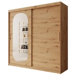 Meubella - Kledingkast Bodhi - Eiken - 200 cm - Met spiegel Sale