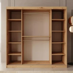 Meubella - Kledingkast Bodhi - Eiken - 200 cm - Met spiegel Sale