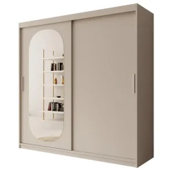 Meubella - Kledingkast Bodhi - Beige - 200 cm - Met spiegel Clearance