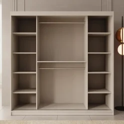 Meubella - Kledingkast Bodhi - Beige - 200 cm - Met spiegel Clearance