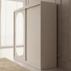 Meubella - Kledingkast Bodhi - Beige - 200 cm - Met spiegel Clearance