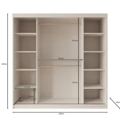 Meubella - Kledingkast Bodhi - Beige - 200 cm - Met spiegel Clearance