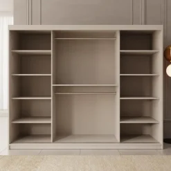 Meubella - Kledingkast Bodhi - Beige - 250 cm - Met spiegel