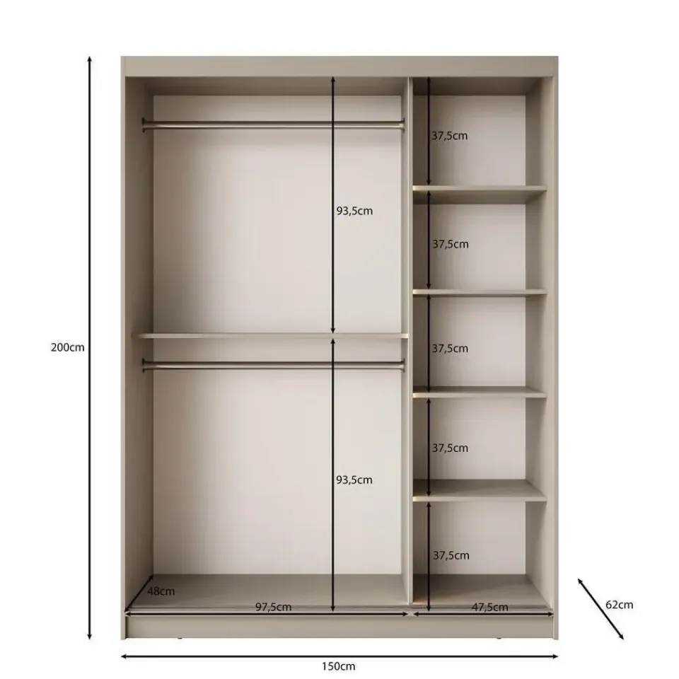 Meubella - Kledingkast Bravanti - Beige - 150 cm Sale