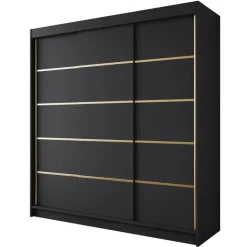 Meubella - Kledingkast Eagle - Zwart - 200 cm Clearance