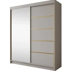 Meubella - Kledingkast Eagle - Beige - 180 cm - Met spiegel Sale