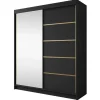 Meubella - Kledingkast Eagle - Zwart - 180 cm - Met spiegel Clearance