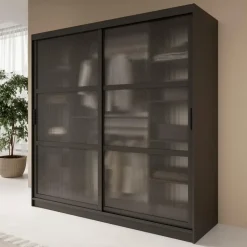 Meubella - Kledingkast Fessaro - Zwart - 200 cm Hot