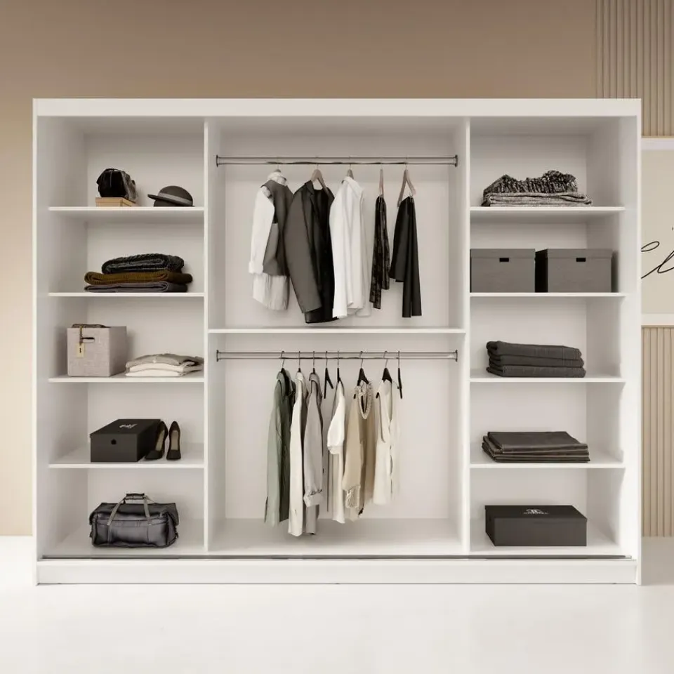 Meubella - Kledingkast Fessaro - Wit - 250 cm Outlet