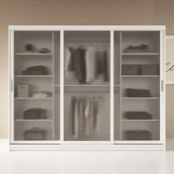 Meubella - Kledingkast Fessaro - Wit - 250 cm Outlet