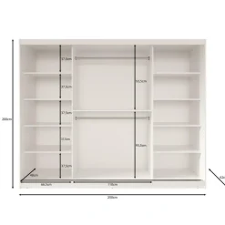 Meubella - Kledingkast Fessaro - Wit - 250 cm Outlet