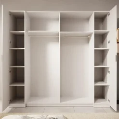 Meubella - Kledingkast Franklin - Wit - 220 cm - Met spiegel Online