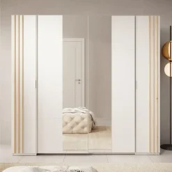 Meubella - Kledingkast Franklin - Wit - 220 cm - Met spiegel Online