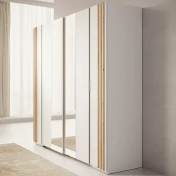 Meubella - Kledingkast Franklin - Wit - 220 cm - Met spiegel Online