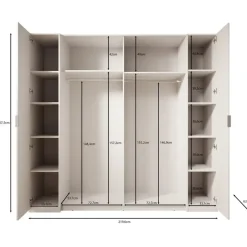 Meubella - Kledingkast Franklin - Wit - 220 cm - Met spiegel Online