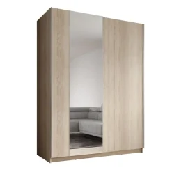 Meubella - Kledingkast Ganaro - Eiken - 150 cm - Met spiegel Hot