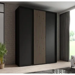 Meubella - Kledingkast Leandro - Zwart - 180 cm Sale