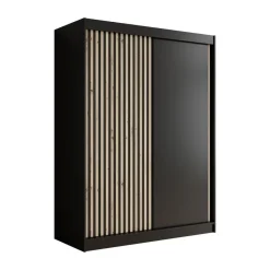 Meubella - Kledingkast Lisbon - Zwart - 150 cm Discount