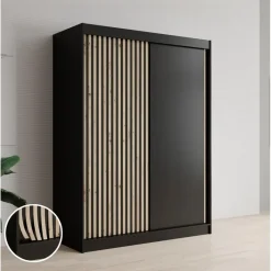 Meubella - Kledingkast Lisbon - Zwart - 150 cm Discount