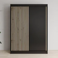 Meubella - Kledingkast Lisbon - Zwart - 150 cm Discount