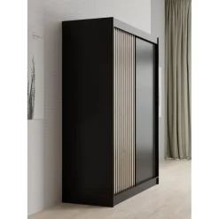 Meubella - Kledingkast Lisbon - Zwart - 150 cm Discount