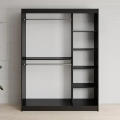 Meubella - Kledingkast Lisbon - Zwart - 150 cm Discount