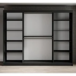 Meubella - Kledingkast Malavi 2 - Zwart - 250 cm - Met spiegel Sale