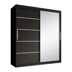 Meubella - Kledingkast Malavi 2 - Zwart - 180 cm - Met spiegel Best