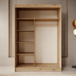 Meubella - Kledingkast Mammock 2 - Eiken - 150 cm - Met spiegel Best