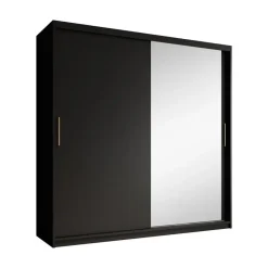 Meubella - Kledingkast Mandalin - Zwart - 200 cm - Met spiegel Hot