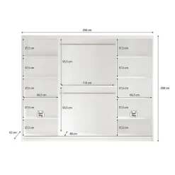 Meubella - Kledingkast Mandalin - Zwart - 250 cm Discount