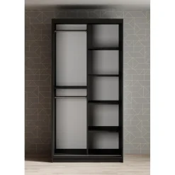 Meubella - Kledingkast Mandalin - Zwart - 100 cm Best