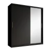 Meubella - Kledingkast Mandalin - Zwart - 180 cm - Met spiegel Outlet
