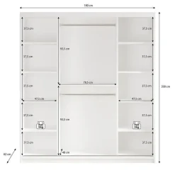 Meubella - Kledingkast Mandalin - Zwart - 180 cm - Met spiegel Outlet