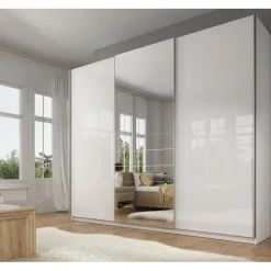 Meubella - Kledingkast Mariah 2 - Wit - 263 cm - Met spiegel