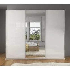 Meubella - Kledingkast Mariah 2 - Wit - 263 cm - Met spiegel