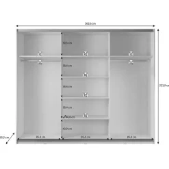 Meubella - Kledingkast Mariah 2 - Wit - 263 cm - Met spiegel