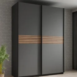 Meubella - Kledingkast Mendoza - Antraciet - 150 cm Clearance