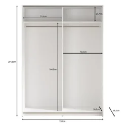 Meubella - Kledingkast Mendoza - Wit - 150 cm Hot