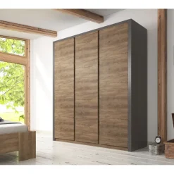 Meubella - Kledingkast Monaco - Eiken - Grijs - 166 cm Online